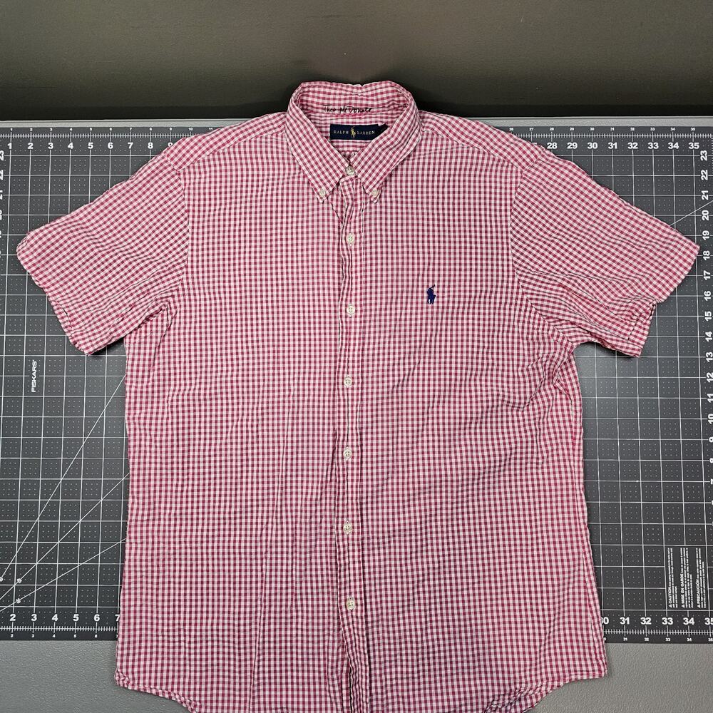 Polo Ralph Lauren Shirt Large Seersucker Check Plaid Preppy Academia Summer